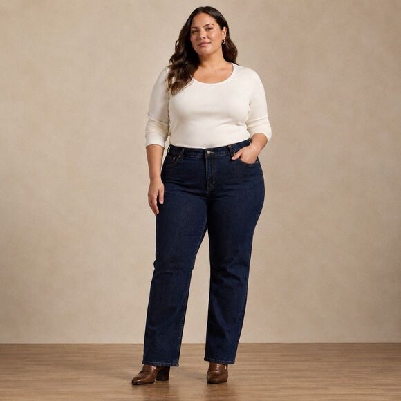 Lauren Ralph Lauren Denim - LRL LAUREN Ralph Lauren Jeans Co. Women's 18W Classic Straight Dark Wash Stretch